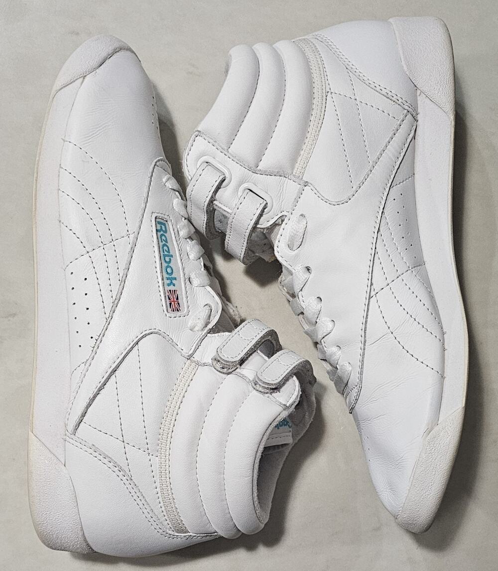 Reebok Freestyle Hi Women's Size 9.5 White Leather High Top Sneakers 059503